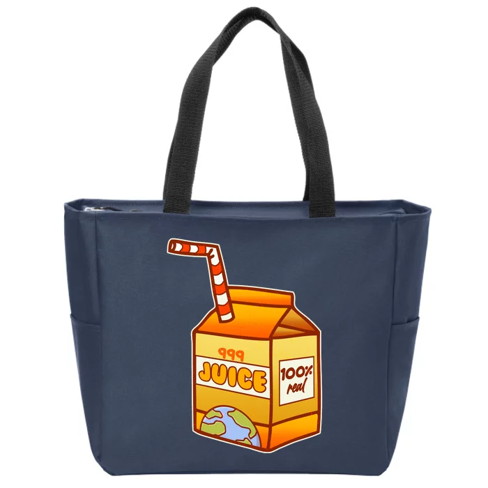 Orange Juice 999 Carton 100% Real Juice Zip Tote Bag