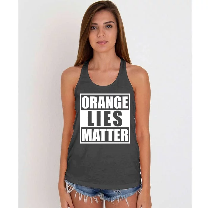 Orange Lies Matter Resist Anti Trump Women's Knotted Racerback Tank