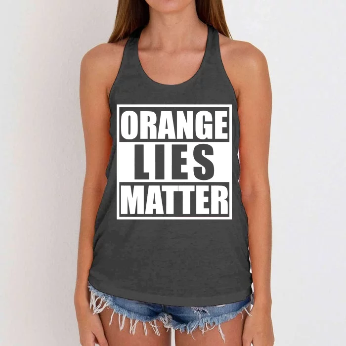 Orange Lies Matter Resist Anti Trump Women's Knotted Racerback Tank