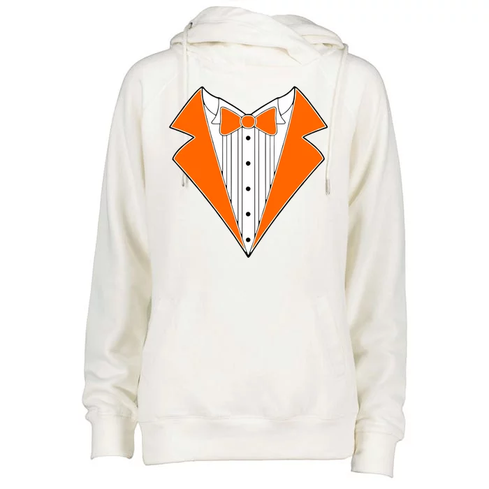 Orange Tuxedo Wedding Bachelor Prom Tux Womens Funnel Neck Pullover Hood