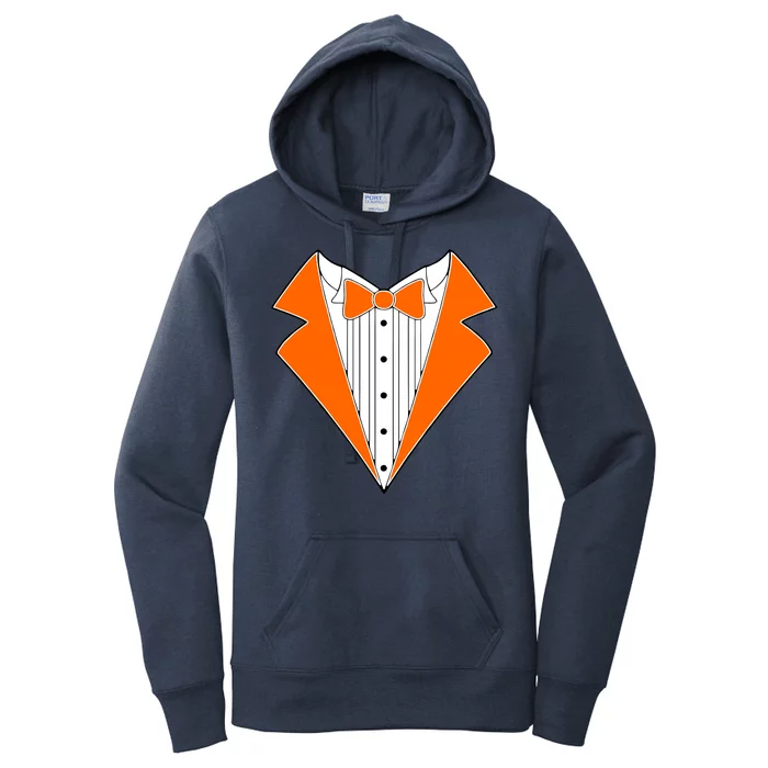 Orange Tuxedo Wedding Bachelor Prom Tux Women's Pullover Hoodie