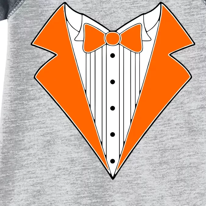 Orange Tuxedo Wedding Bachelor Prom Tux Infant Baby Jersey Bodysuit