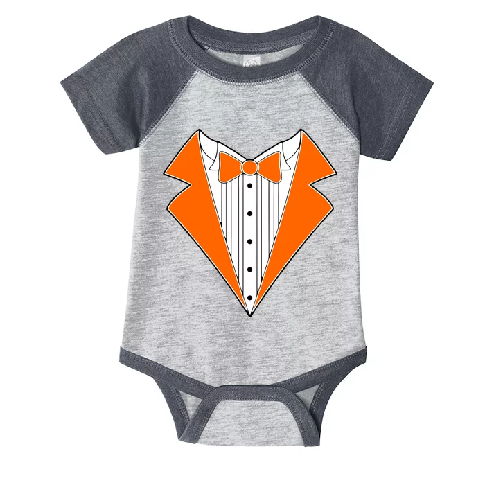 Orange Tuxedo Wedding Bachelor Prom Tux Infant Baby Jersey Bodysuit