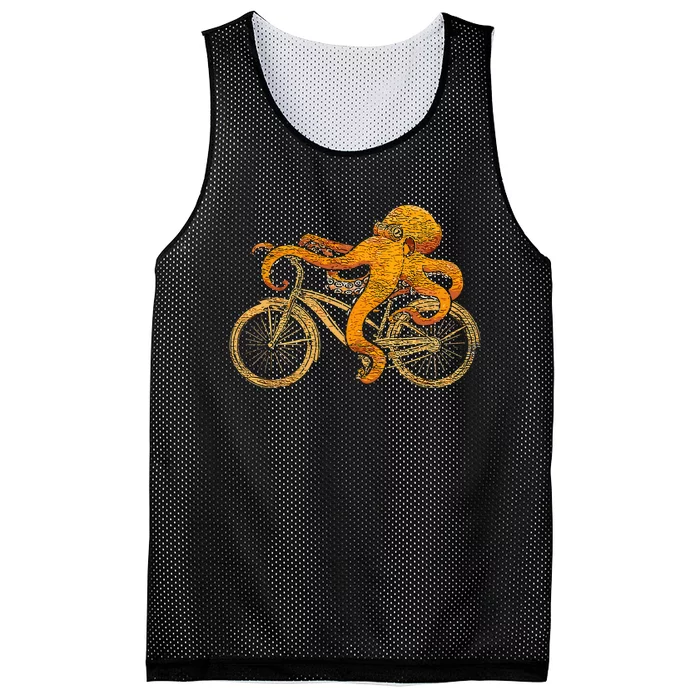 Octopus Riding Bicycle Octopus Mesh Reversible Basketball Jersey Tank