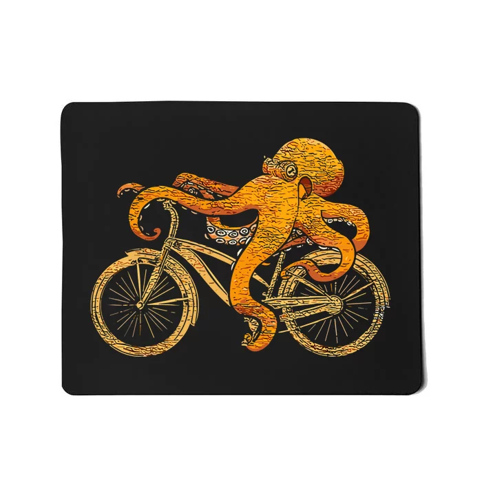 Octopus Riding Bicycle Octopus Mousepad