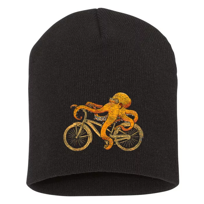 Octopus Riding Bicycle Octopus Short Acrylic Beanie