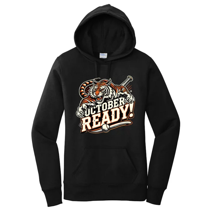 October Ready Baseball Tiger Fan Women's Pullover Hoodie