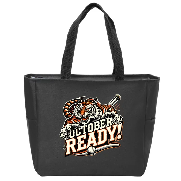 October Ready Baseball Tiger Fan Zip Tote Bag