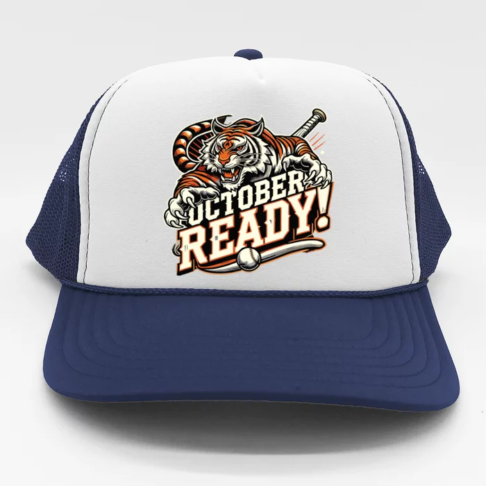 October Ready Baseball Tiger Fan Trucker Hat