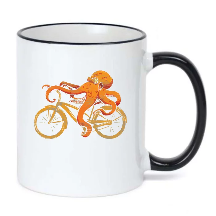 Octopus Riding Bicycle Octopus Black Color Changing Mug