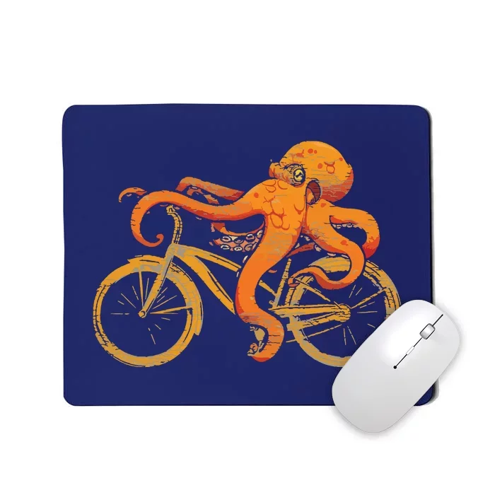 Octopus Riding Bicycle Octopus Mousepad