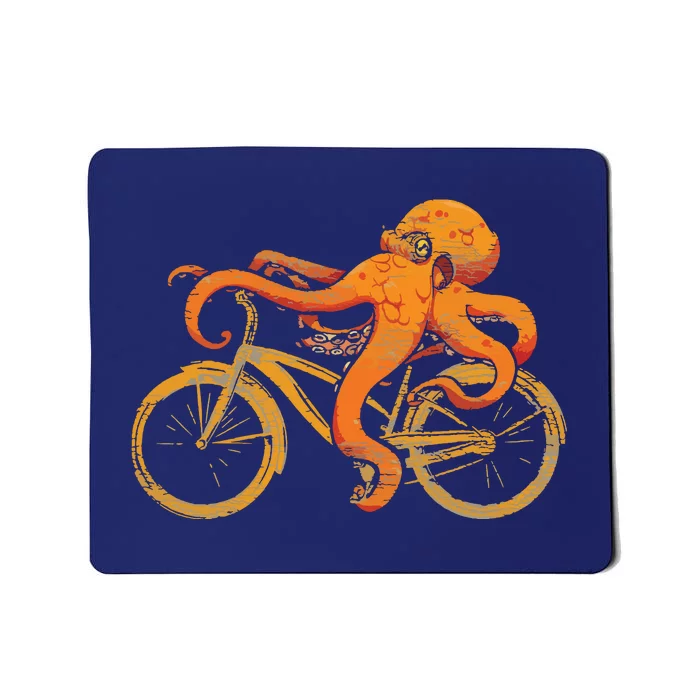 Octopus Riding Bicycle Octopus Mousepad