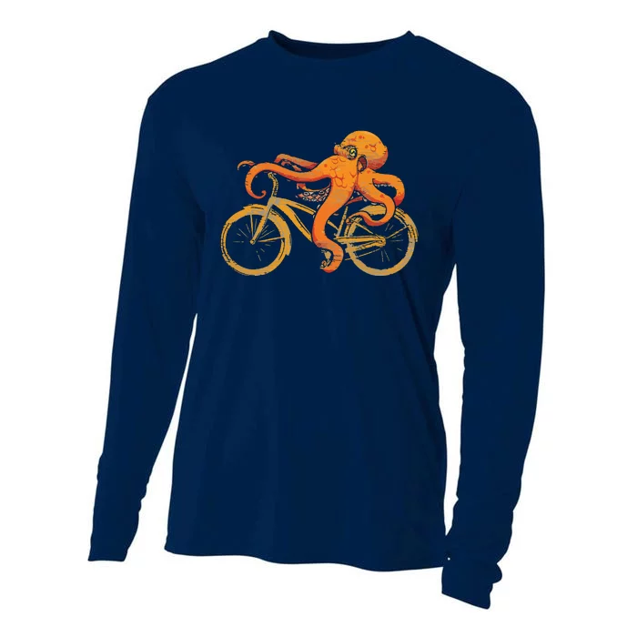 Octopus Riding Bicycle Octopus Cooling Performance Long Sleeve Crew