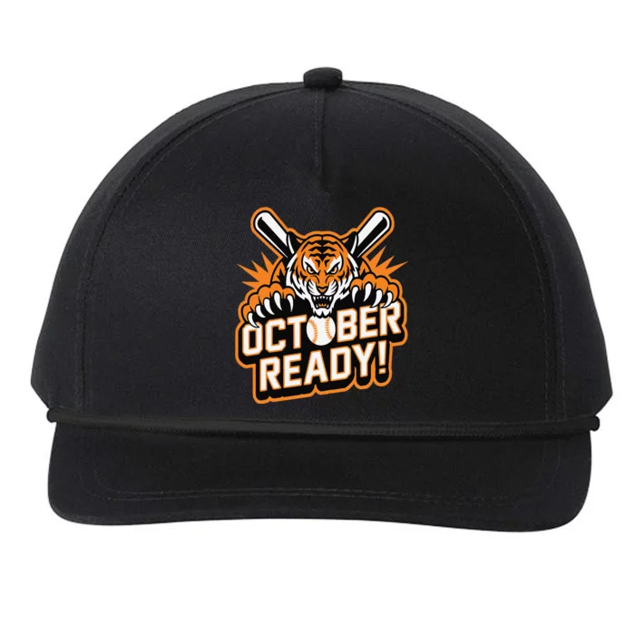 October Ready Baseball Tiger Fan Snapback Five-Panel Rope Hat