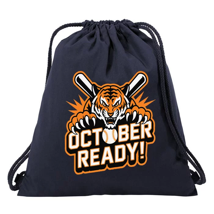 October Ready Baseball Tiger Fan Drawstring Bag