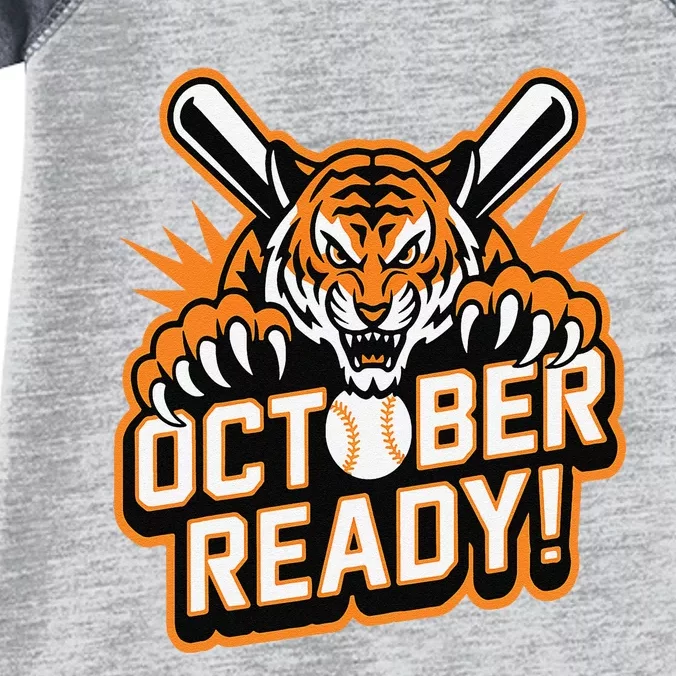 October Ready Baseball Tiger Fan Infant Baby Jersey Bodysuit