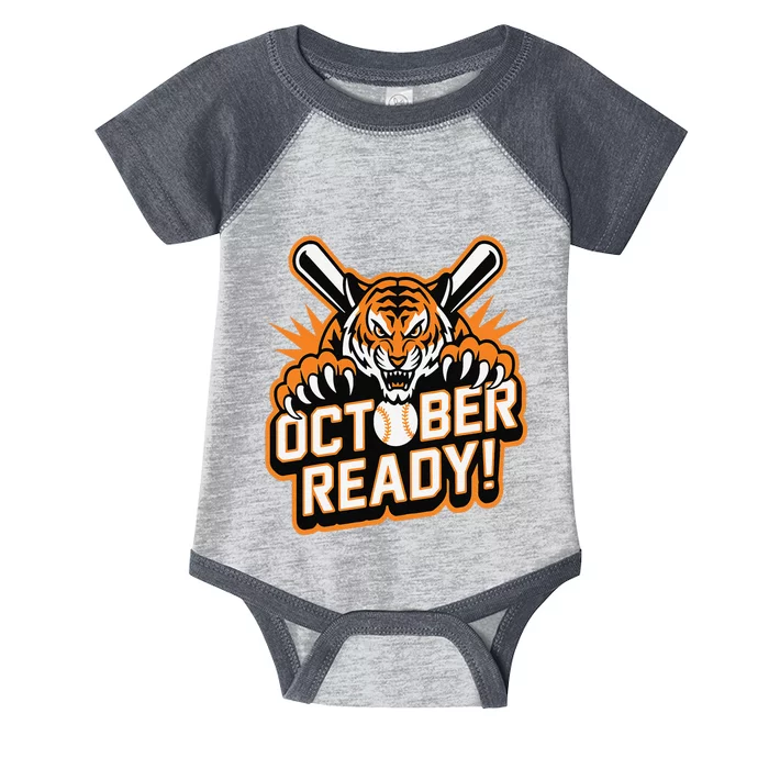 October Ready Baseball Tiger Fan Infant Baby Jersey Bodysuit