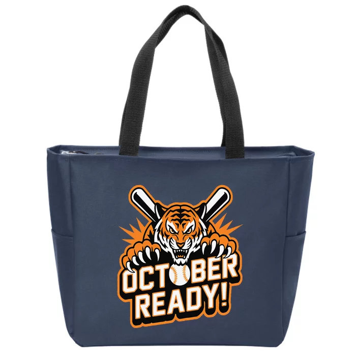 October Ready Baseball Tiger Fan Zip Tote Bag