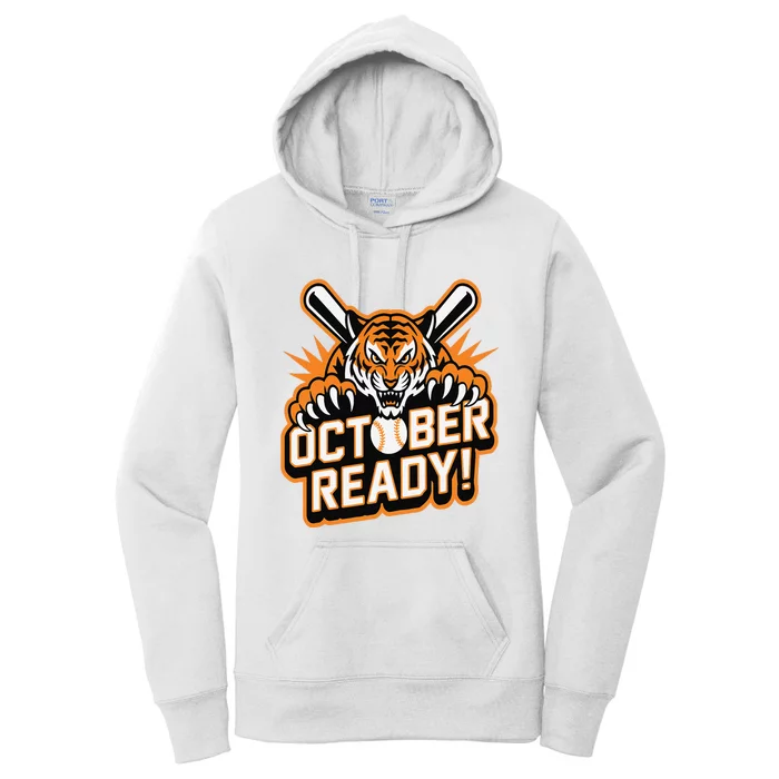 October Ready Baseball Tiger Fan Women's Pullover Hoodie