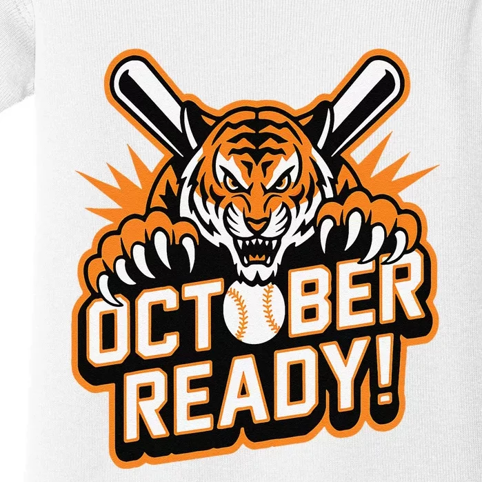 October Ready Baseball Tiger Fan Baby Bodysuit