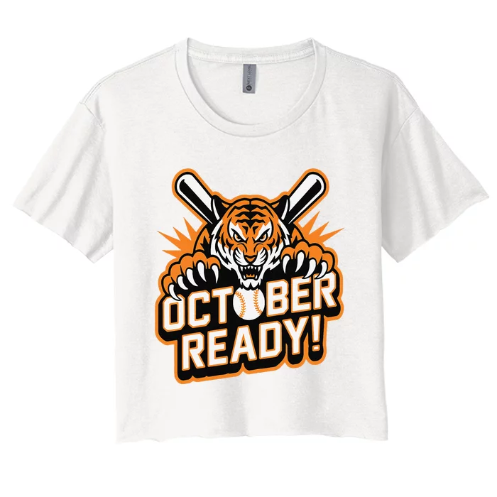 October Ready Baseball Tiger Fan Women's Crop Top Tee