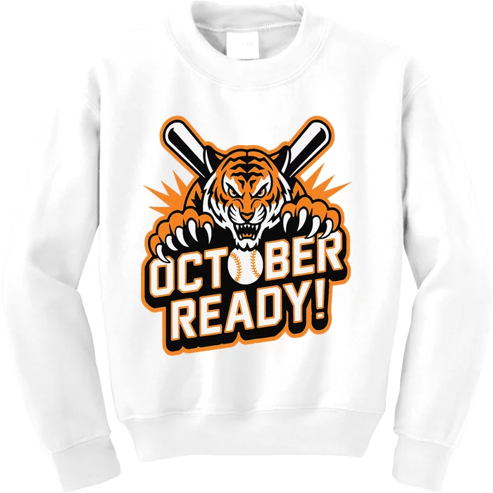 October Ready Baseball Tiger Fan Kids Sweatshirt