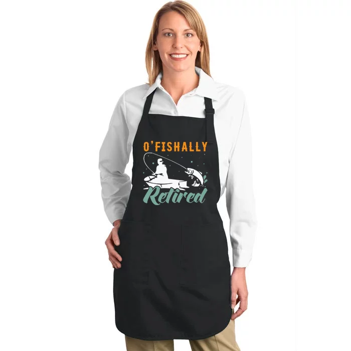 Ofishally Retired Bass Fishing Retirement Full-Length Apron With Pocket