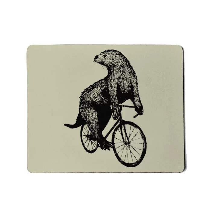 Otter Riding Bicycle Vintage Cycling Biking Otter Biker Mousepad