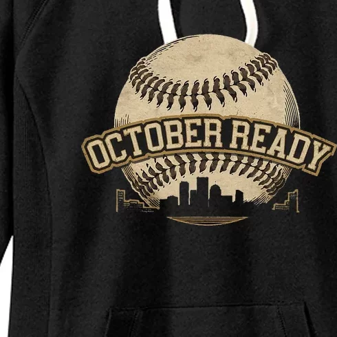 October Ready Baseball Design Perfect For Playoff Season Women's Fleece Hoodie