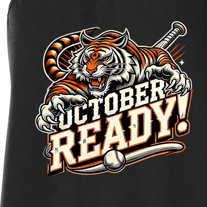 October Ready Baseball Tiger Fan Women's Racerback Tank