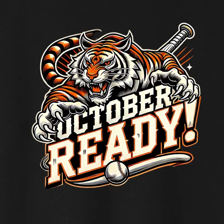 October Ready Baseball Tiger Fan Women's Crop Top Tee