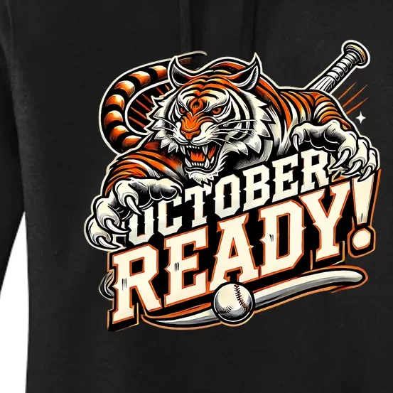 October Ready Baseball Tiger Fan Women's Pullover Hoodie