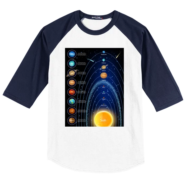 Orbiting Solar System Diagram Baseball Sleeve Shirt