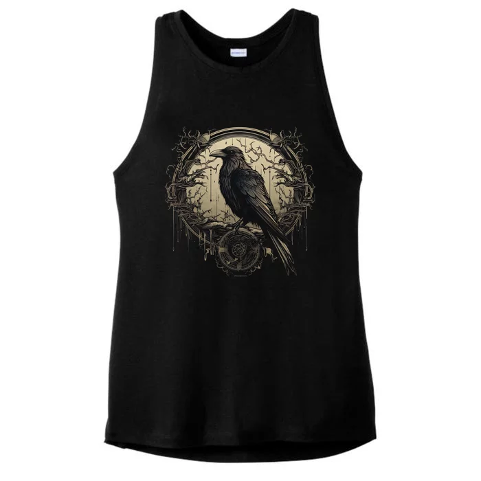 Odin Raven Celtic Viking Valhalla Pagan Norse Culture And Norsemen Designs Ladies Tri-Blend Wicking Tank