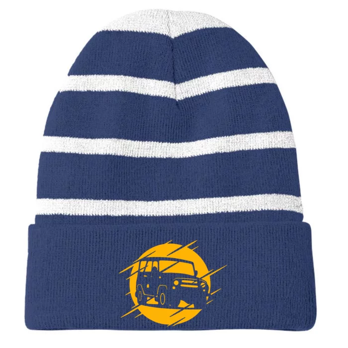 Off Road Cars Classic Striped Beanie with Solid Band