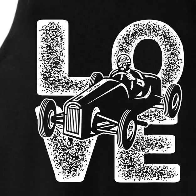 Old Racing Car Love Word Ladies Tri-Blend Wicking Tank