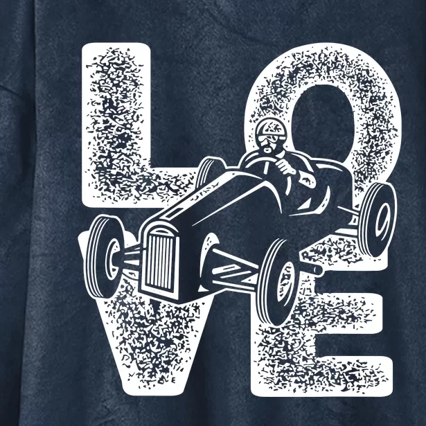 Old Racing Car Love Word Hooded Wearable Blanket