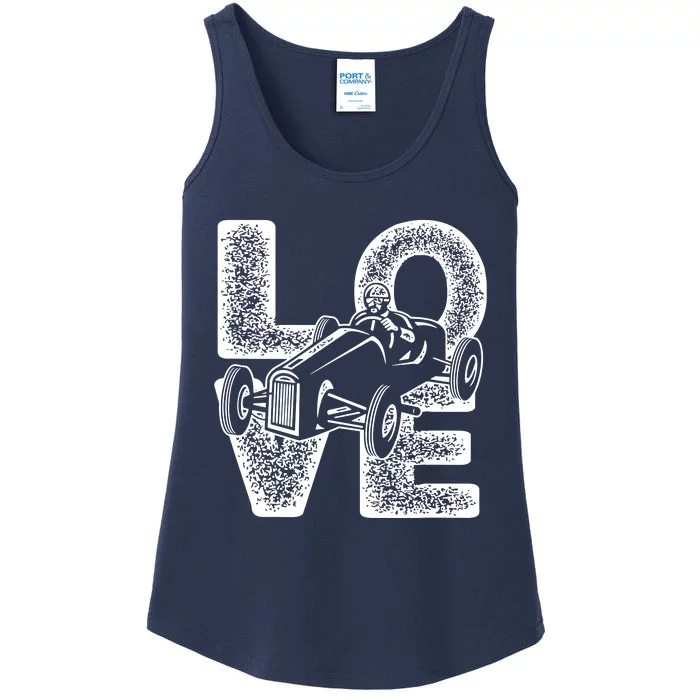 Old Racing Car Love Word Ladies Essential Tank