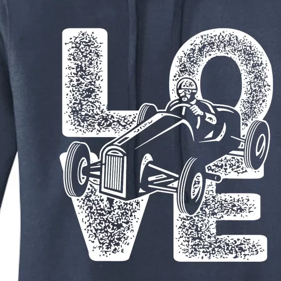 Old Racing Car Love Word Women's Pullover Hoodie