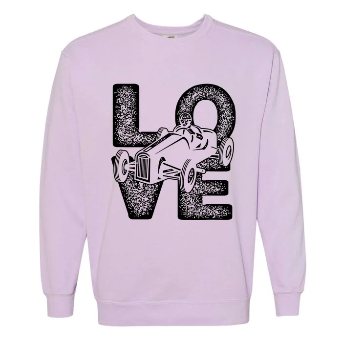 Old Racing Car Love Word Garment-Dyed Sweatshirt