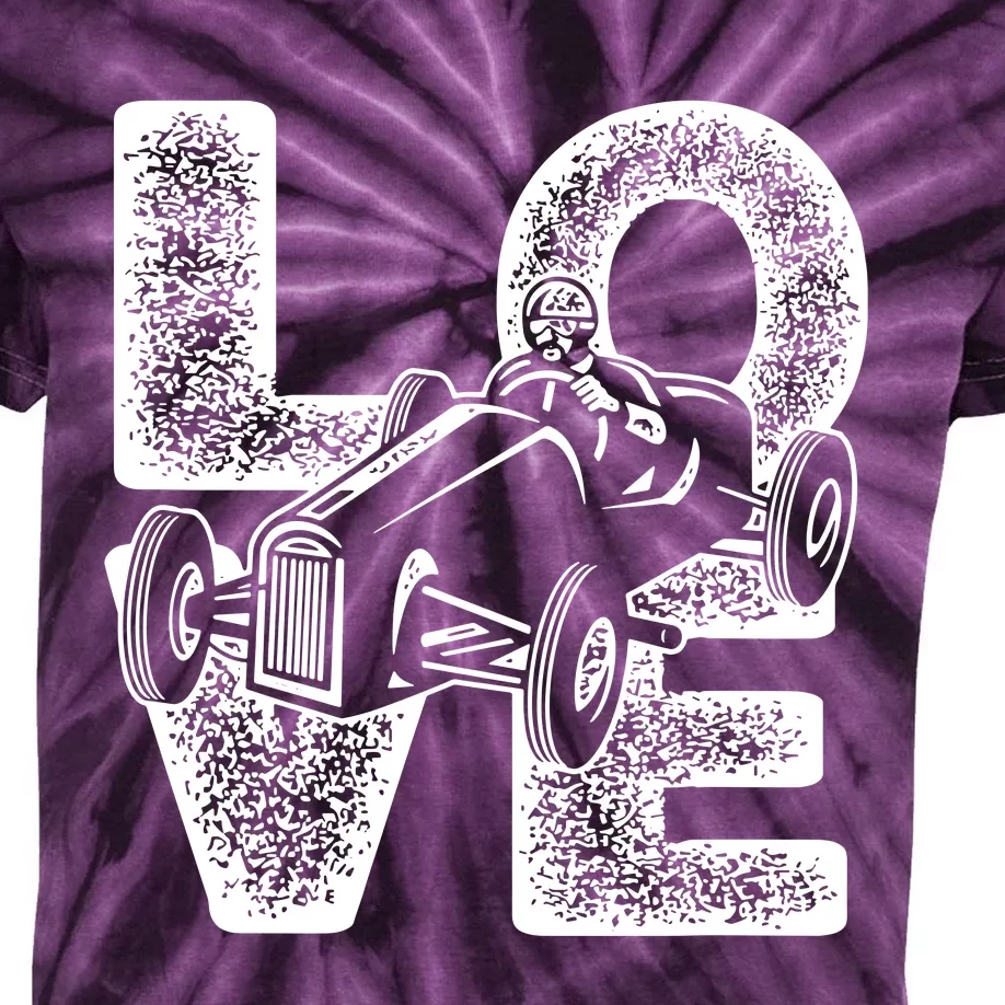 Old Racing Car Love Word Kids Tie-Dye T-Shirt