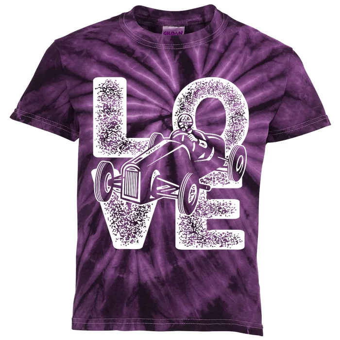 Old Racing Car Love Word Kids Tie-Dye T-Shirt