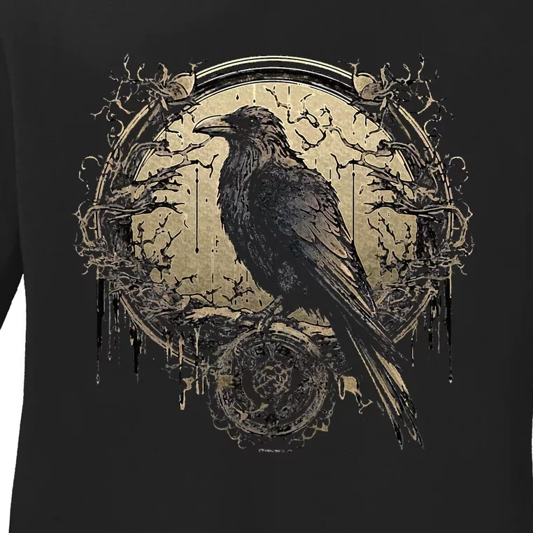 Odin Raven Celtic Viking Valhalla Pagan Ladies Long Sleeve Shirt