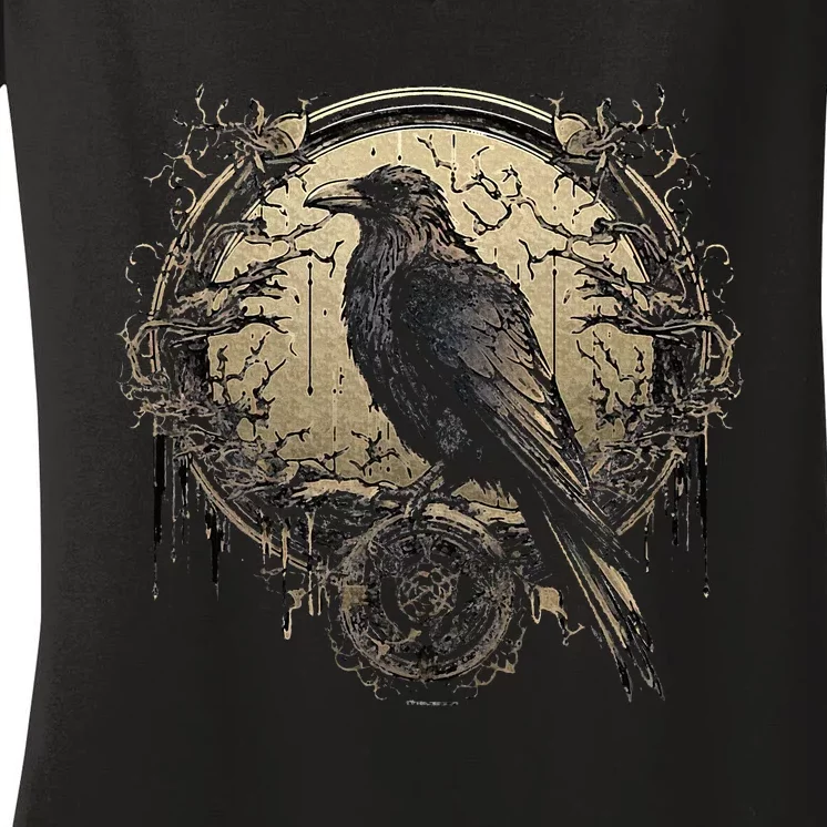 Odin Raven Celtic Viking Valhalla Pagan Women's V-Neck T-Shirt