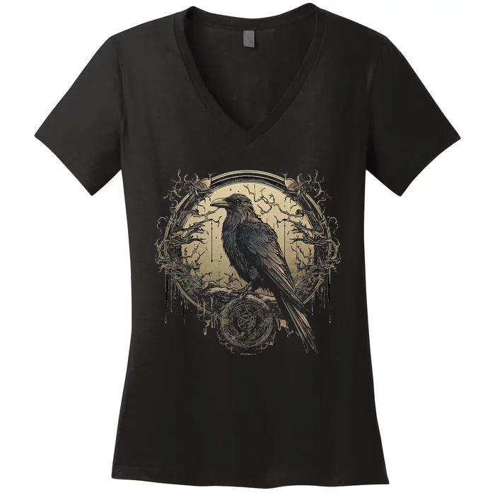 Odin Raven Celtic Viking Valhalla Pagan Women's V-Neck T-Shirt