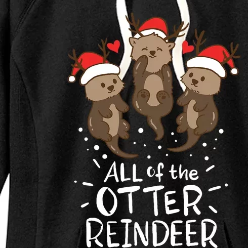 Otter Reindeer Deer Christmas Xmas Gift Present Women's Fleece Hoodie