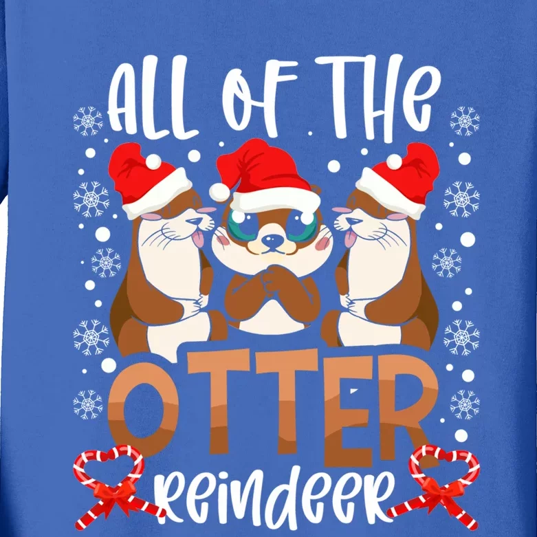 Otter Reindeer Deer Christmas Xmas Tree Magic Lover Santa Gift Kids Long Sleeve Shirt