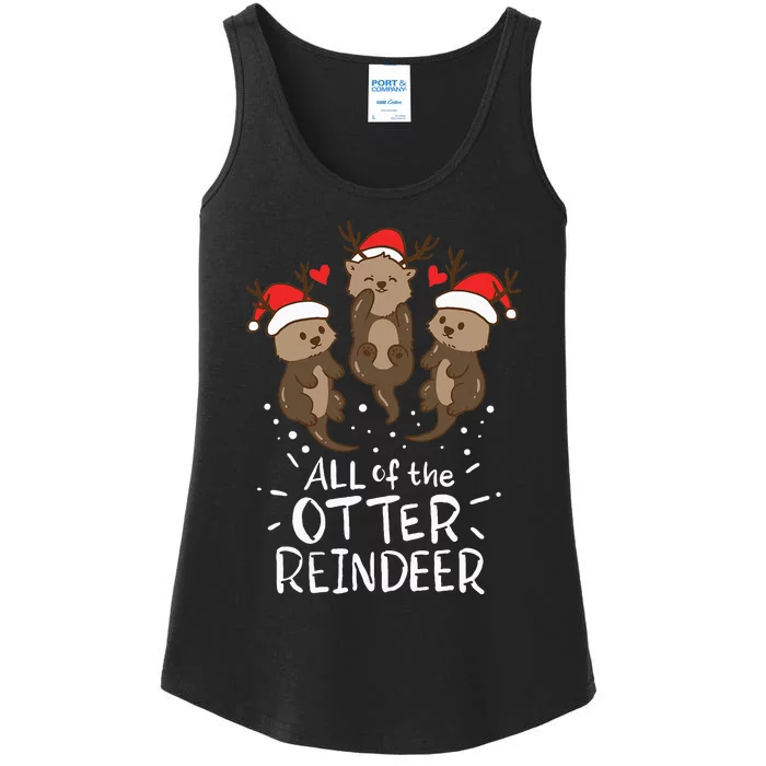 Otter Reindeer Deer Christmas Xmas Gift Present Ladies Essential Tank