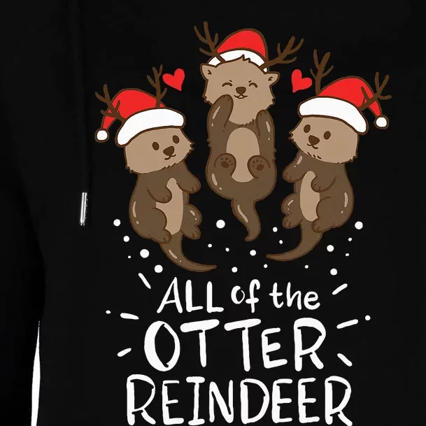 Otter Reindeer Deer Christmas Xmas Gift Present Womens Funnel Neck Pullover Hood