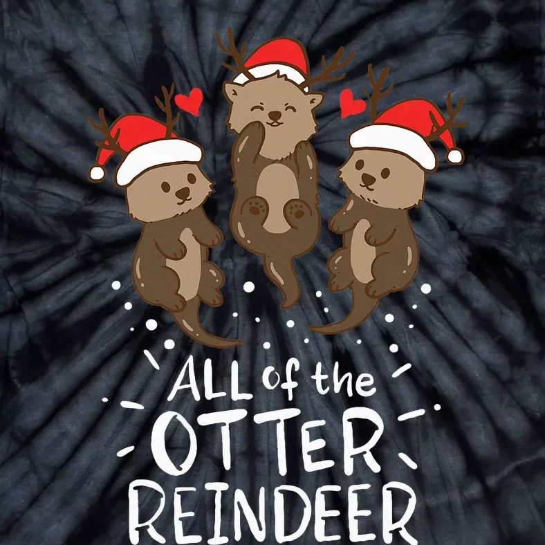 Otter Reindeer Deer Christmas Xmas Gift Present Tie-Dye T-Shirt